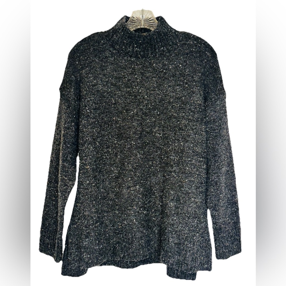 Well Worn Nep Yarn‎ Sweater Women’s Size M Cozy Mock Neck Dark Gray Speckled